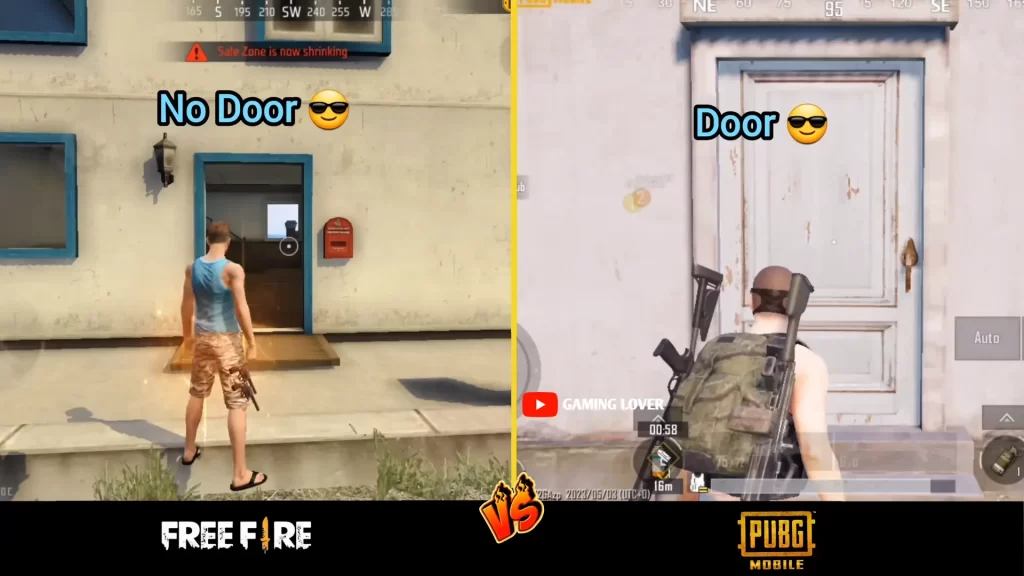 BGMI VS FREE FIRE Door Comparison